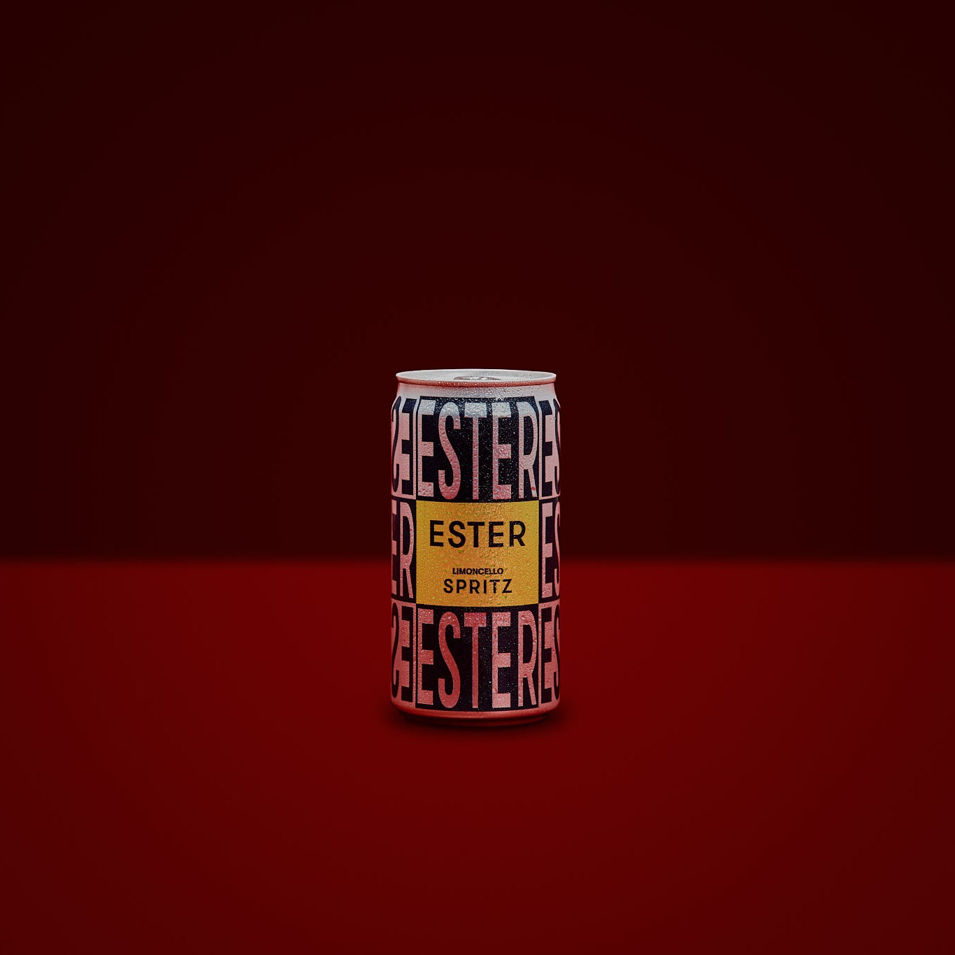 Can of Ester Limoncello Spritz on a red background